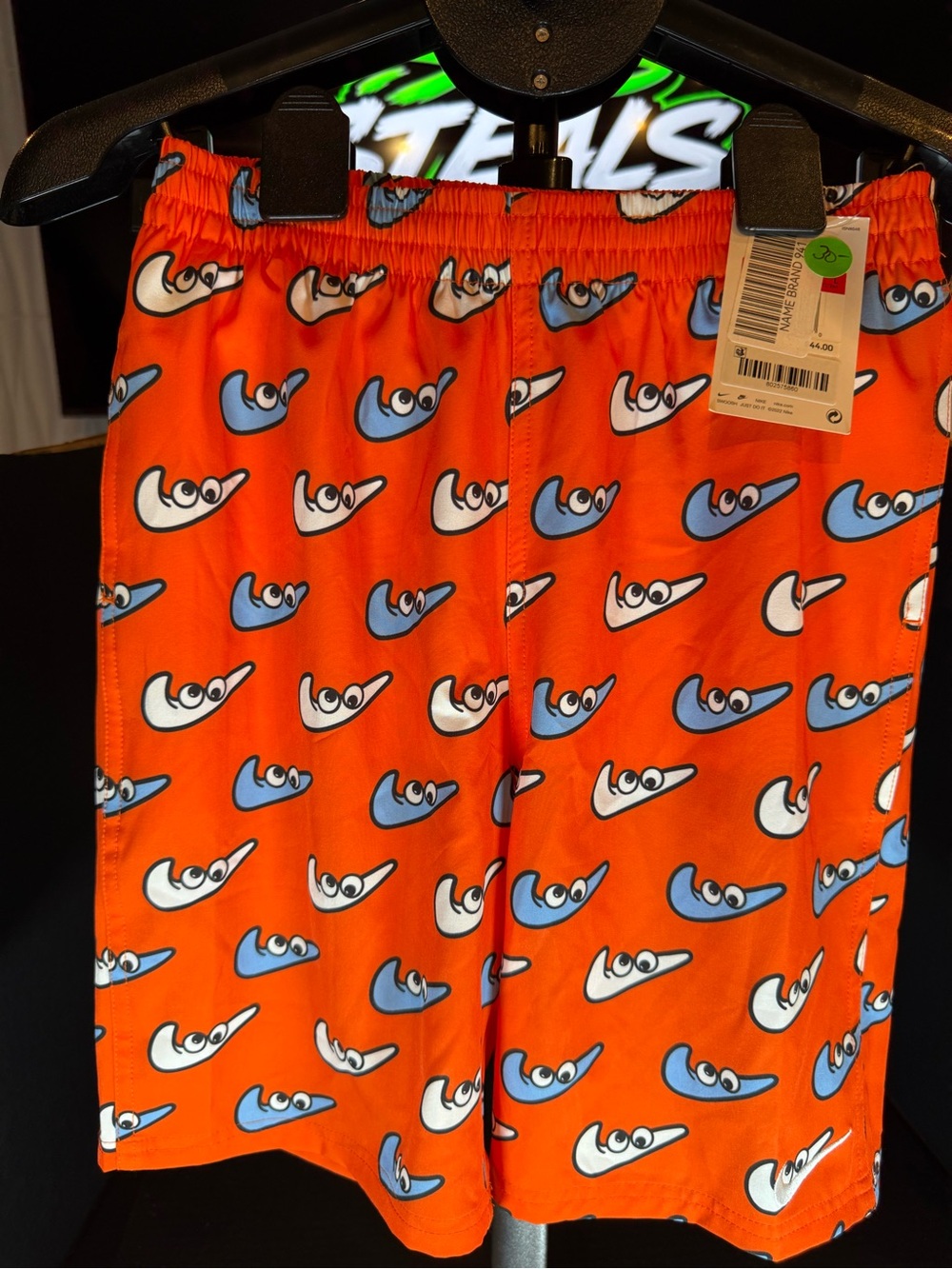 Mens Swim Orange Cartoon swoosh Wave size Large